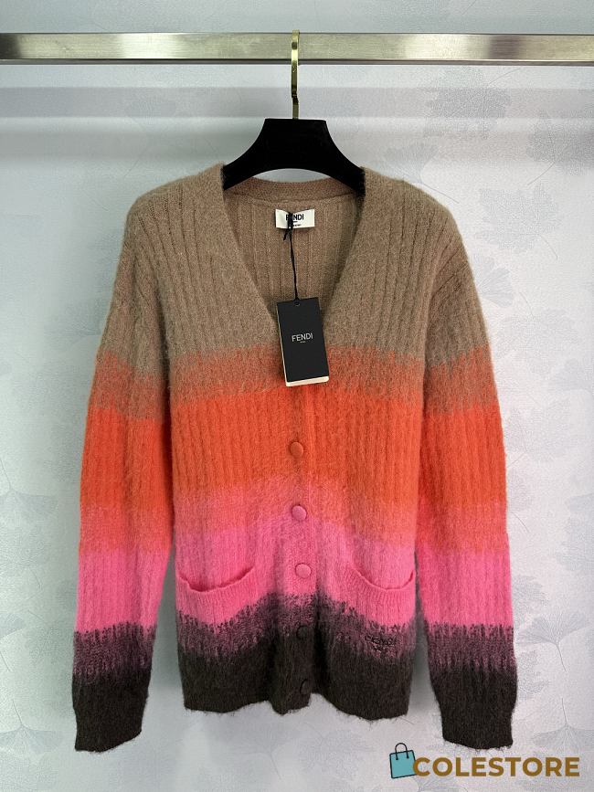 Colestore Fendi Ribbed Vanisé Cardigan Brown  - 1