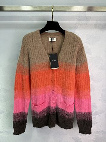 Colestore Fendi Ribbed Vanisé Cardigan Brown 