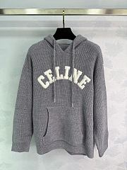 Colestore Celine Hooded Sweater in Ribbed Wool Medium Grey - 1