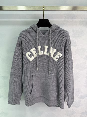 Colestore Celine Hooded Sweater in Ribbed Wool Medium Grey