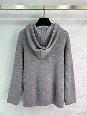 Colestore Celine Hooded Sweater in Ribbed Wool Medium Grey - 3