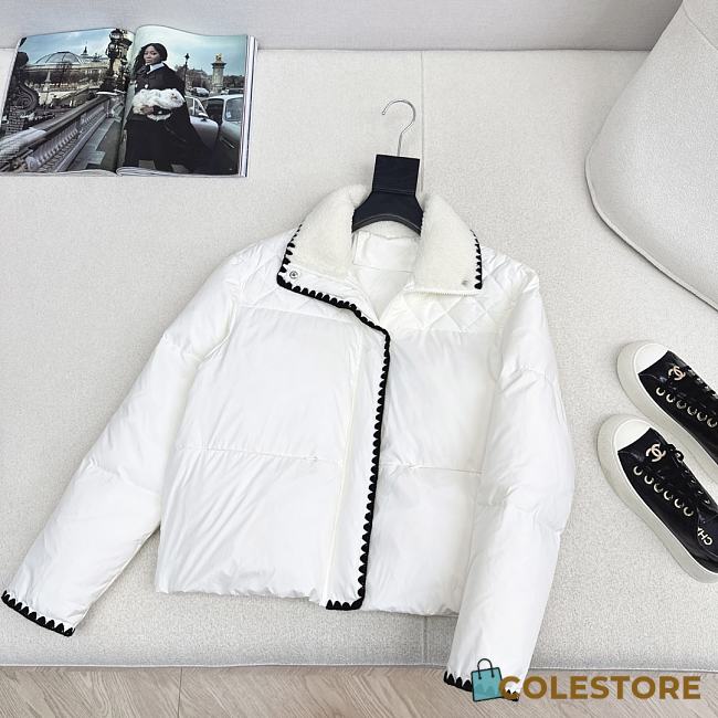 Colestore Chanel Style Fur-Collar Down Jacket White - 1