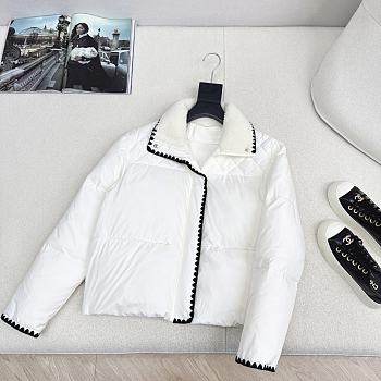Colestore Chanel Style Fur-Collar Down Jacket White