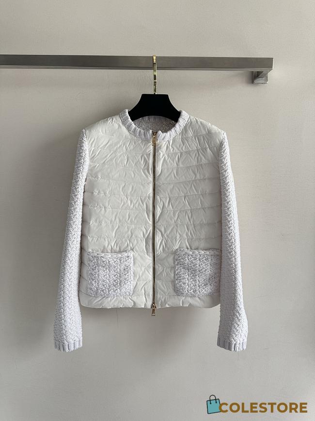 Colestore  Moncler White Padded Cotton Zip-Up Cardigan - 1