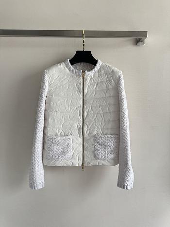 Colestore  Moncler White Padded Cotton Zip-Up Cardigan