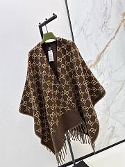 Colestore Gucci GG Wool Jacquard Cape in Brown and Beige Oversize - 6