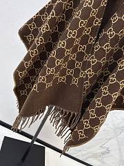 Colestore Gucci GG Wool Jacquard Cape in Brown and Beige Oversize - 5