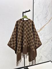Colestore Gucci GG Wool Jacquard Cape in Brown and Beige Oversize - 4