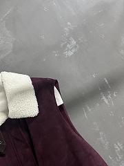 Colestore Loewe Puffer Vest in Shearling and Cotton Blend Burgundy - 6