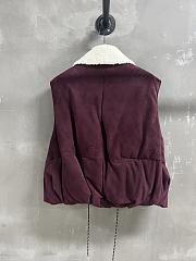 Colestore Loewe Puffer Vest in Shearling and Cotton Blend Burgundy - 5