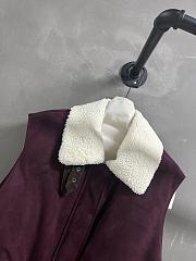 Colestore Loewe Puffer Vest in Shearling and Cotton Blend Burgundy - 4