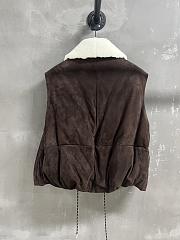 Colestore Loewe Puffer Vest in Shearling and Cotton Blend Dark Brown - 6