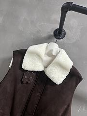 Colestore Loewe Puffer Vest in Shearling and Cotton Blend Dark Brown - 2