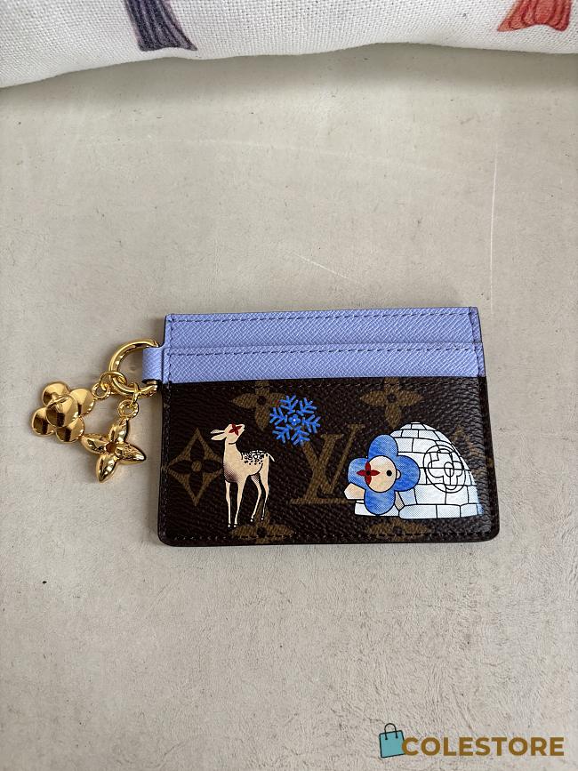 Colestore Louis Vuitton LV Charms Card Holder Monogram Blue Frost 10.2 x 7.3 x 0.3 cm - 1