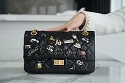 Colestore Chanel 2.55 Black Quilted Flap Bag with Paris Charms 16x24x7.5 cm - 1