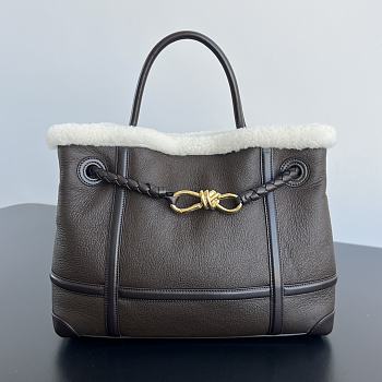 Colestore Bottega Veneta  Andiamo Medium Leather Shearling Top-Handle Bag 32.5x24x12