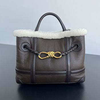 Colestore Bottega Veneta  Andiamo Small Leather Shearling Top-Handle Bag 25x22x10.5