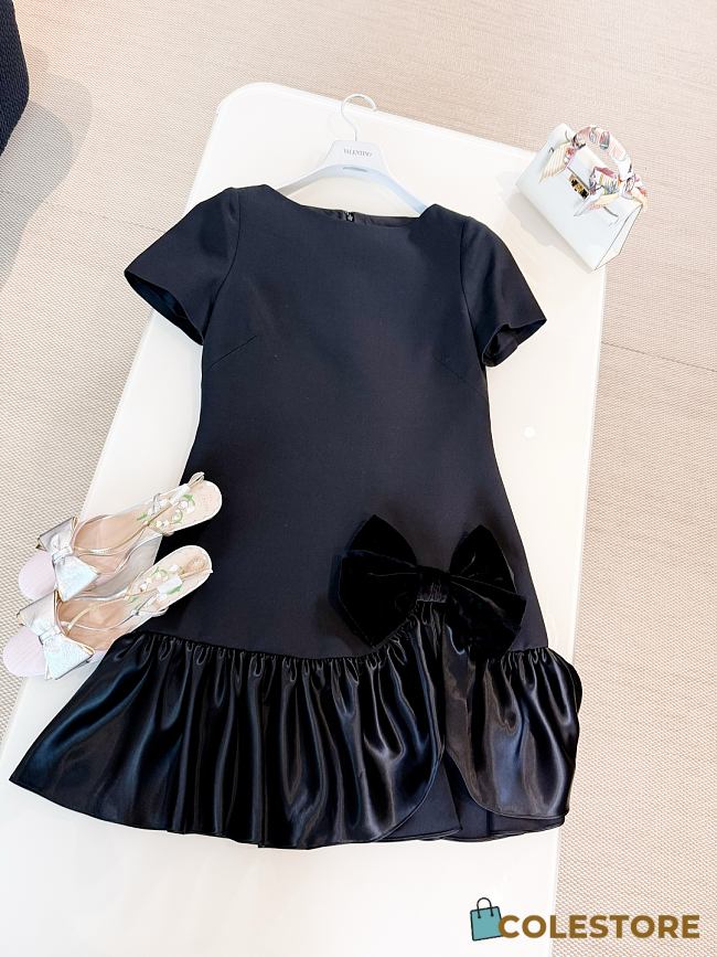Colestore Valentino Crepe Couture Short Dress for Woman in Black  - 1
