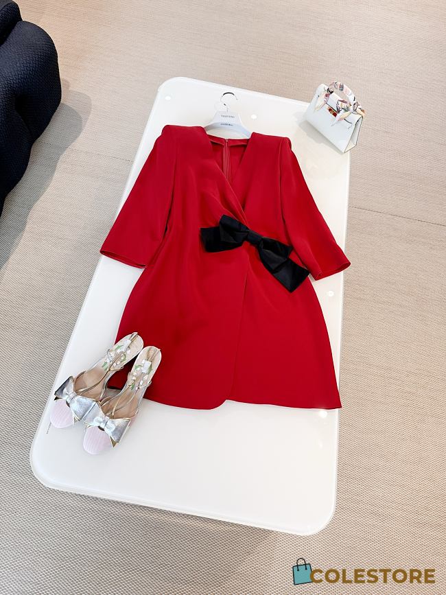 Colestore Valentino Cady Couture Short Dress With Faille Bow - 1