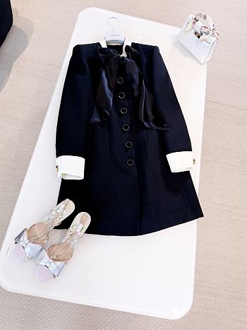 Colestore Valentino Crepe Couture Short Dress for Woman in Black/champagne