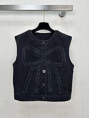 Colestore Chanel Coco Girl Butterfly Bow Black Denim Vest - 1