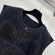 Colestore Chanel Coco Girl Butterfly Bow Black Denim Vest - 5