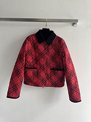 Colestore Burberry Cropped Check Cotton Quilted Jacket in Poppy Red - 1