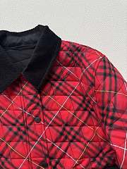 Colestore Burberry Cropped Check Cotton Quilted Jacket in Poppy Red - 6