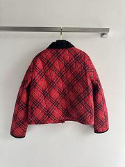 Colestore Burberry Cropped Check Cotton Quilted Jacket in Poppy Red - 4