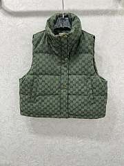 Colestore Gucci Monogram Padded Down Vest Olive Green - 1