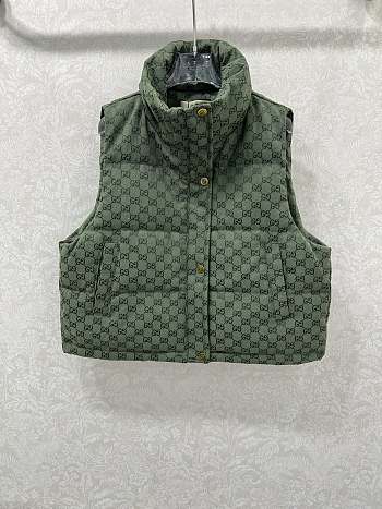 Colestore Gucci Monogram Padded Down Vest Olive Green