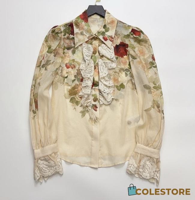 Colestore Zimmermann Hypnotic Ramie Lace Tux Shirt Cream Cascade - 1