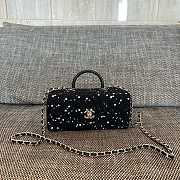 Colestore Chanel Mini Top Handle Flap Bag with Sequin Tweed Black 22x10x9cm - 1
