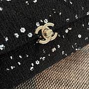 Colestore Chanel Mini Top Handle Flap Bag with Sequin Tweed Black 22x10x9cm - 3