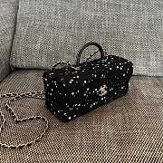Colestore Chanel Mini Top Handle Flap Bag with Sequin Tweed Black 22x10x9cm - 5