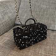 Colestore Chanel Mini Top Handle Flap Bag with Sequin Tweed Black 22x10x9cm - 6