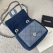 Colestore Chanel Quilted Mini Medallion Graphic Denim Blue Silver Hardware 17cm - 5