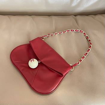Colestore Chanel Cue Ball Foldover Bag Red Shoulder Bags 23cm