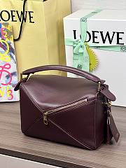 Colestore Loewe Small Featherlight Puzzle Bag in Nappa Lambskin Dark Burgundy 24x10.5x16.5cm - 4