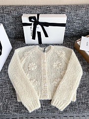 Colestore Celine Embroidered Cardigan in Mohair Off White  - 4
