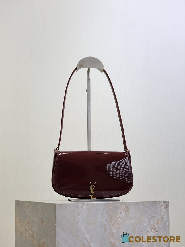 Colestore YSL Saint Laurent Mini Voltaire in Patent Leather Gloss Burgundy 17.5×13.5×5cm - 1