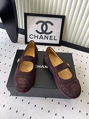 Colestore Chanel Brown Suede Mary Jane Flats  Interlocking CC Logo - 5