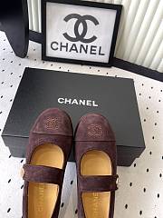 Colestore Chanel Brown Suede Mary Jane Flats  Interlocking CC Logo - 4