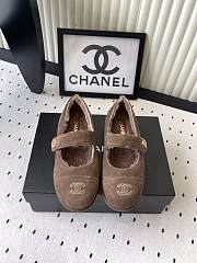 Colestore Chanel Brown Suede Mary Jane Flats with Shearling Lining and CC Logo - 1
