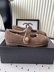 Colestore Chanel Brown Suede Mary Jane Flats with Shearling Lining and CC Logo - 4
