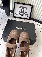 Colestore Chanel Brown Suede Mary Jane Flats with Shearling Lining and CC Logo - 5