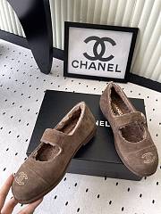 Colestore Chanel Brown Suede Mary Jane Flats with Shearling Lining and CC Logo - 3
