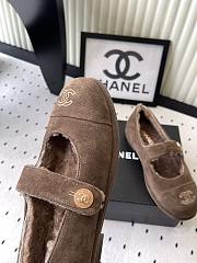 Colestore Chanel Brown Suede Mary Jane Flats with Shearling Lining and CC Logo - 2