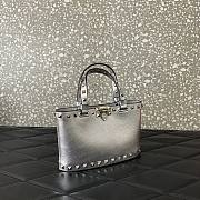 Colestore Valentino Garavani Rockstud Metallic Silver Tote Bag 18.5x12.5x5.5cm - 6