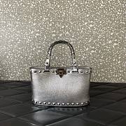 Colestore Valentino Garavani Rockstud Metallic Silver Tote Bag 18.5x12.5x5.5cm - 3